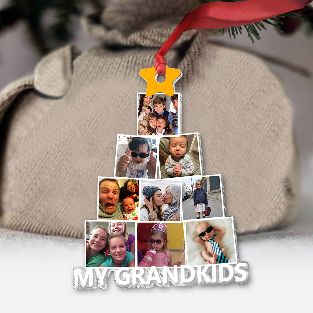 Photo Grandkids Christmas Tree - Gift for grandma - Personalized Transparent Ornament