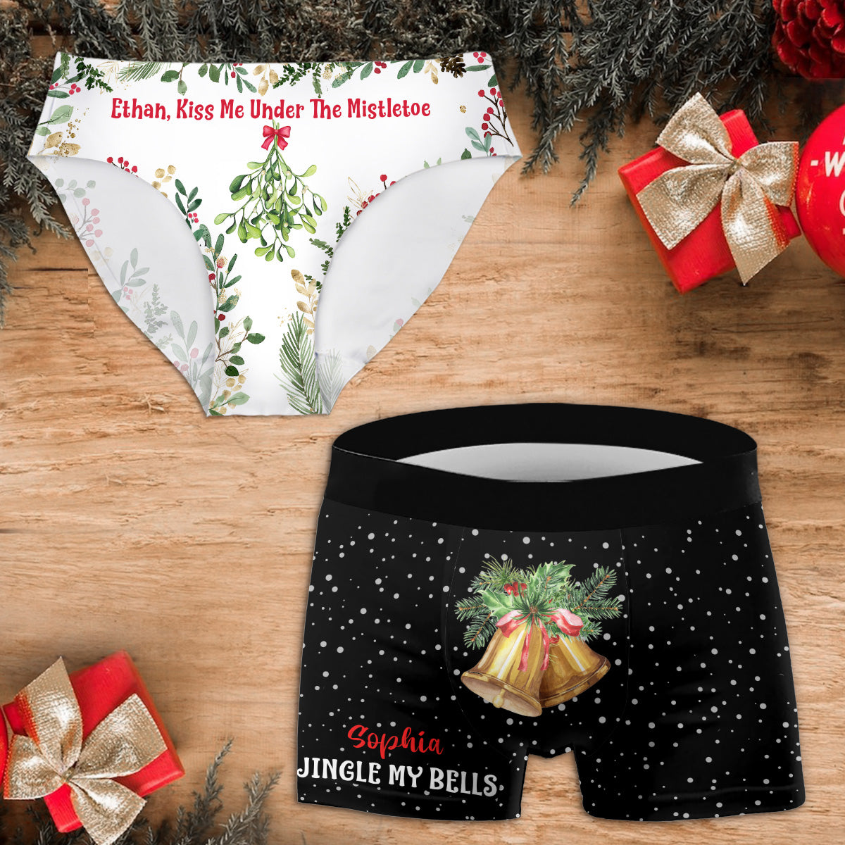 Lustiges Pärchen – personalisierte Slips für Damen und Boxershorts für Herren