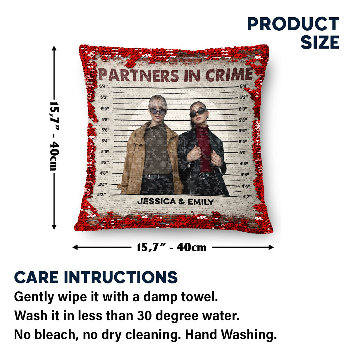 Komplizen – Geschenk für Freunde – Personalisierter Pailletten-Kissenbezug 