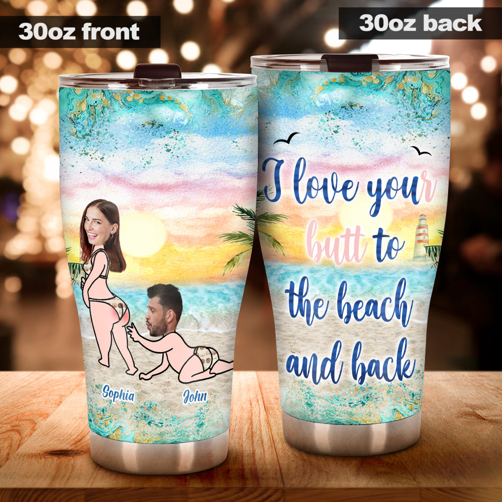 Ich liebe dich bis zum Strand – personalisierter Pärchenbecher