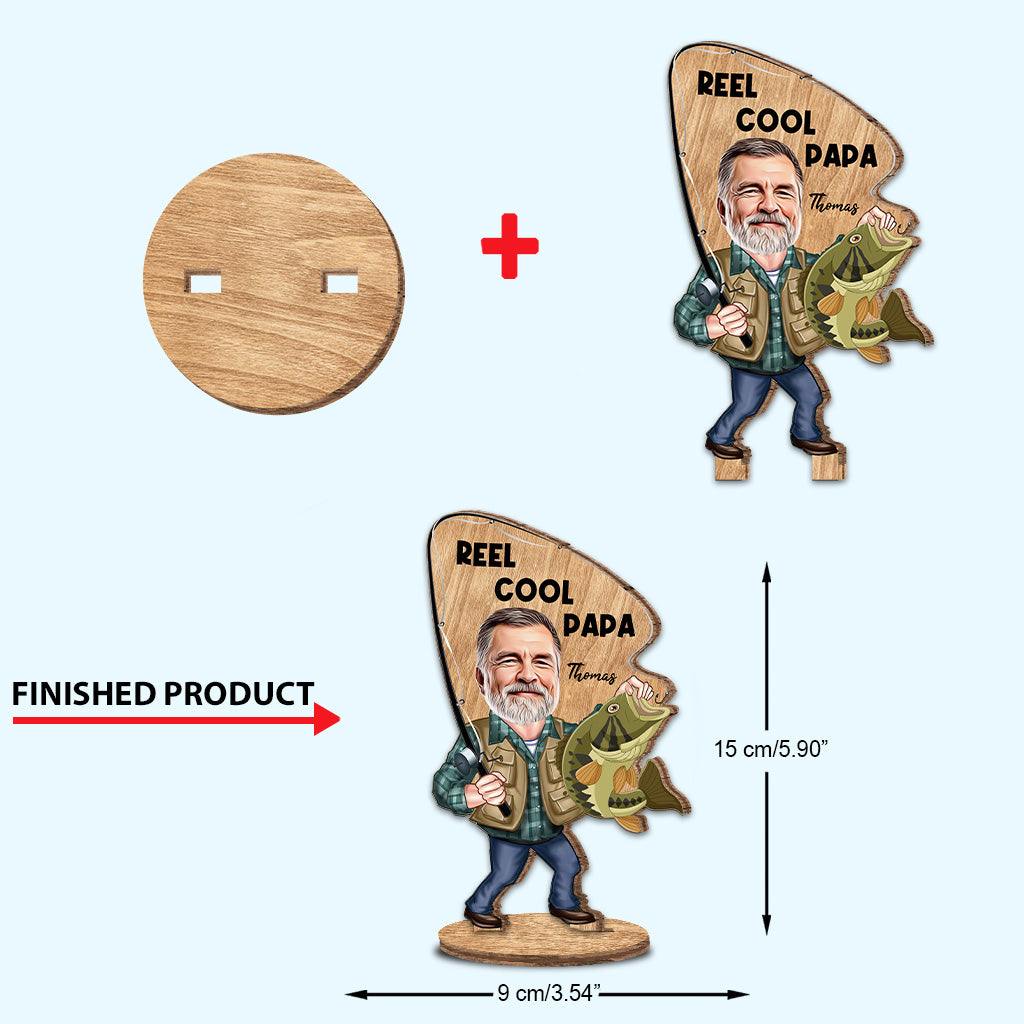 Reel Cool – Angelgeschenk für Papa, ihn, Ehemann, Opa – Personalisierte, freistehende Holzplakette
