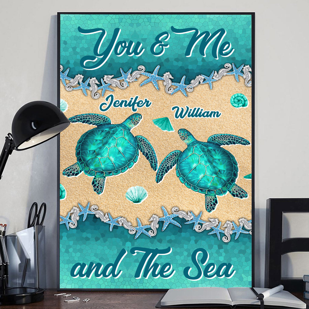Salty Lil' Beach – Personalisierte Schildkröten-Leinwand und Poster