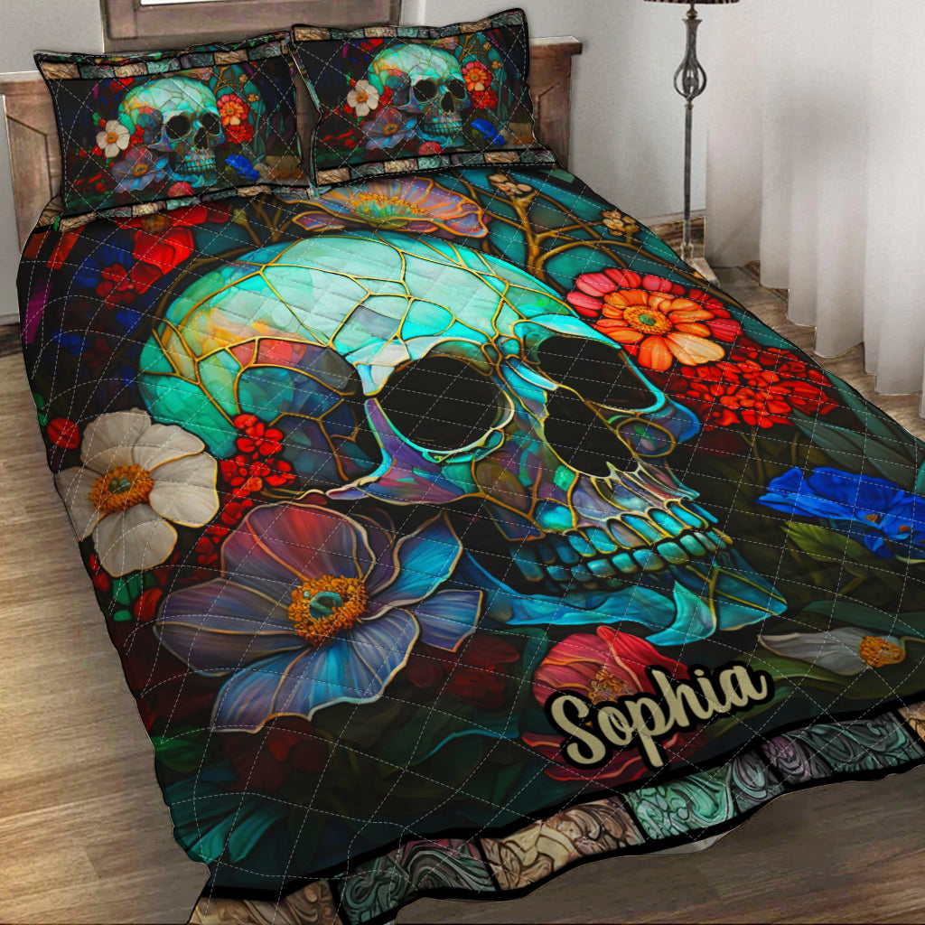 Blumenschädel – Personalisierte Totenkopf-Bettwäschegarnitur