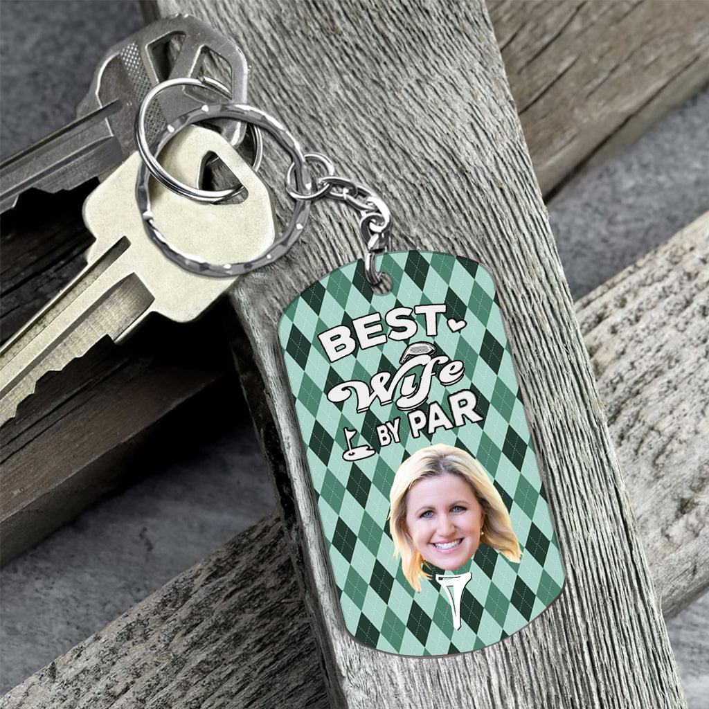 Best Dad By Par - Golf gift for dad, him, boyfriend, husband, grandpa - Personalized Stainless Steel Keychain