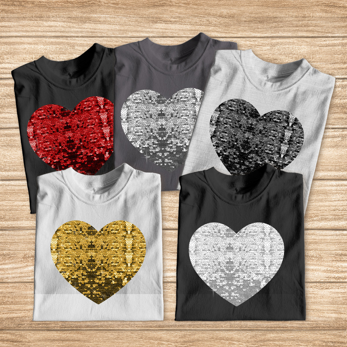 Ich liebe dich – Geschenk für Ehemann, Ehefrau, Freund, Freundin – Personalisiertes Pailletten-T-Shirt