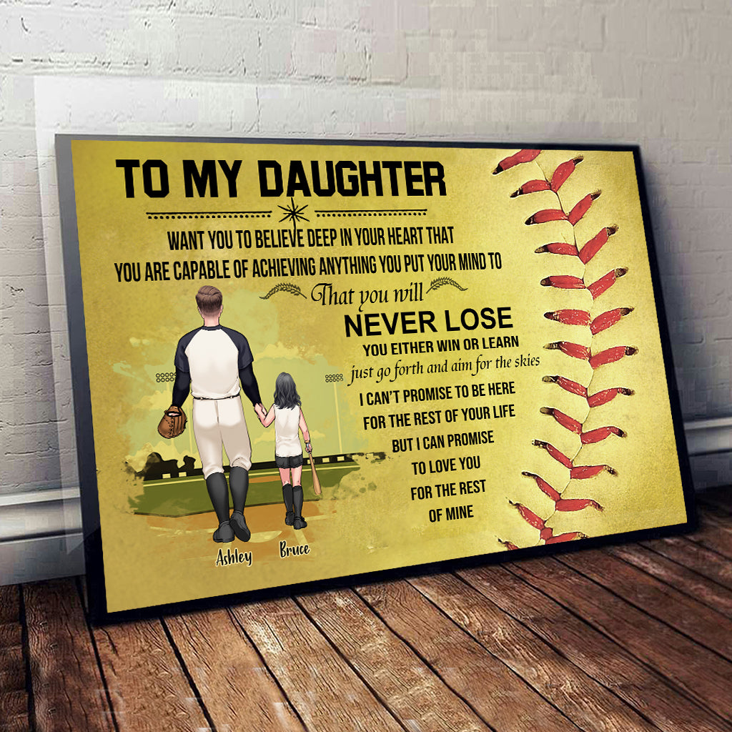Du wirst niemals verlieren – Personalisierte Softball-Leinwand und Poster
