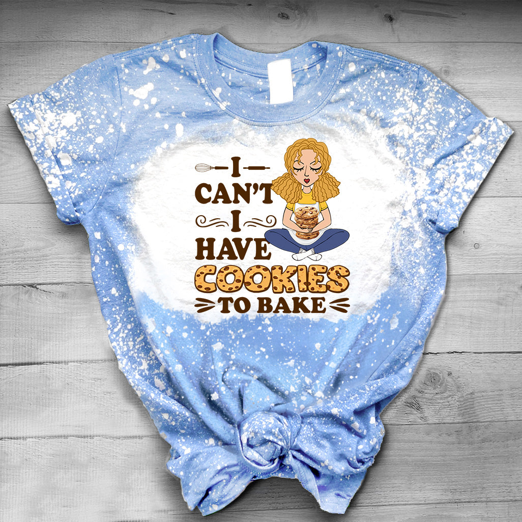 Ich kann nicht, ich muss Kekse backen – personalisiertes Back-T-Shirt aus gebleichtem Stoff