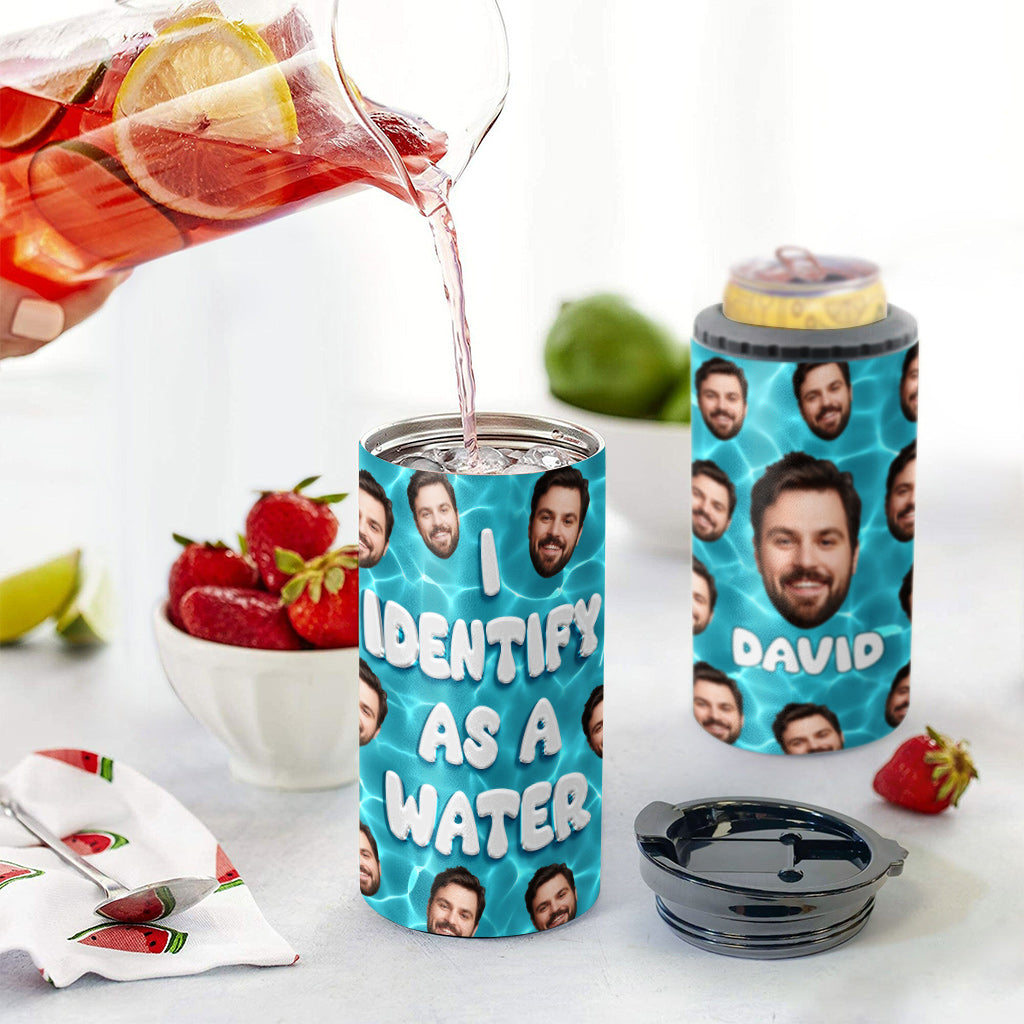 Ich identifiziere mich als Wasser – Biergeschenk für Papa, ihn, Ehemann, Freund – Personalisierter Dosenkühler