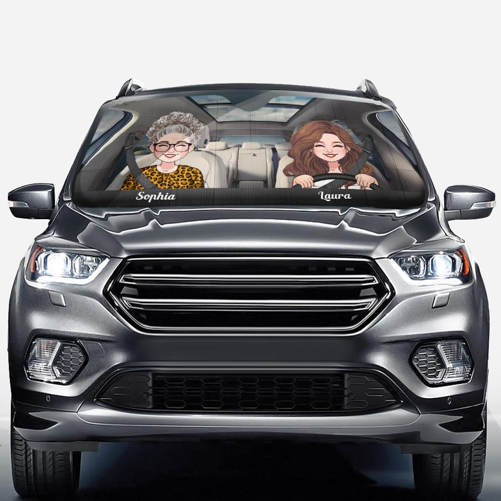 Adventure Awaits - Husband And Wife gift for wife, husband, girlfriend, boyfriend, mom, dad - Personalized Car Sunshade