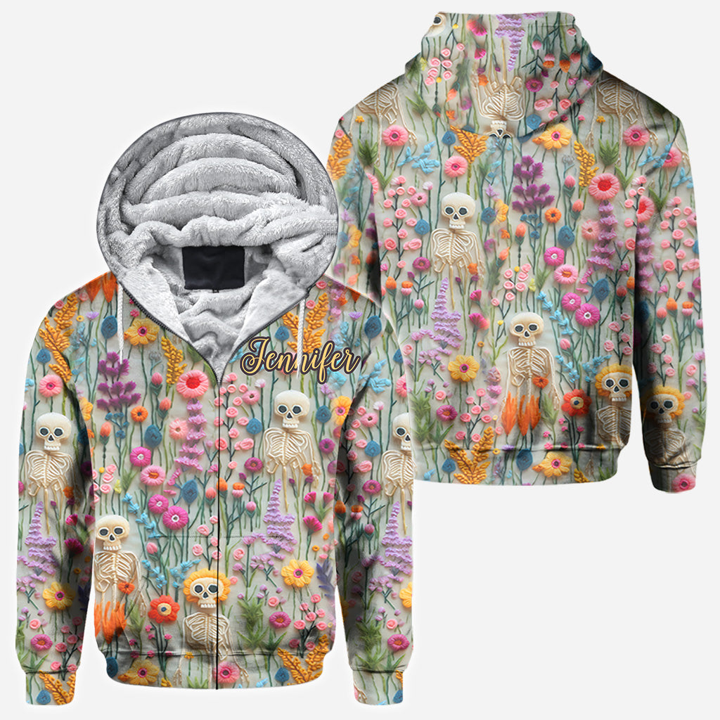 Blumenskelett - Personalisiertes Totenkopf-Shirt