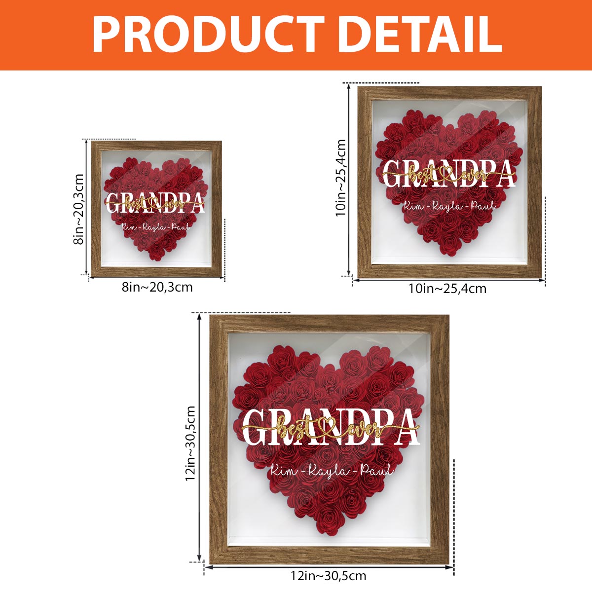 Beste Mama der Welt – Geschenk für Mama, Oma, Opa, Papa, Tante, Schwester – Personalisierte Blumen-Schattenbox