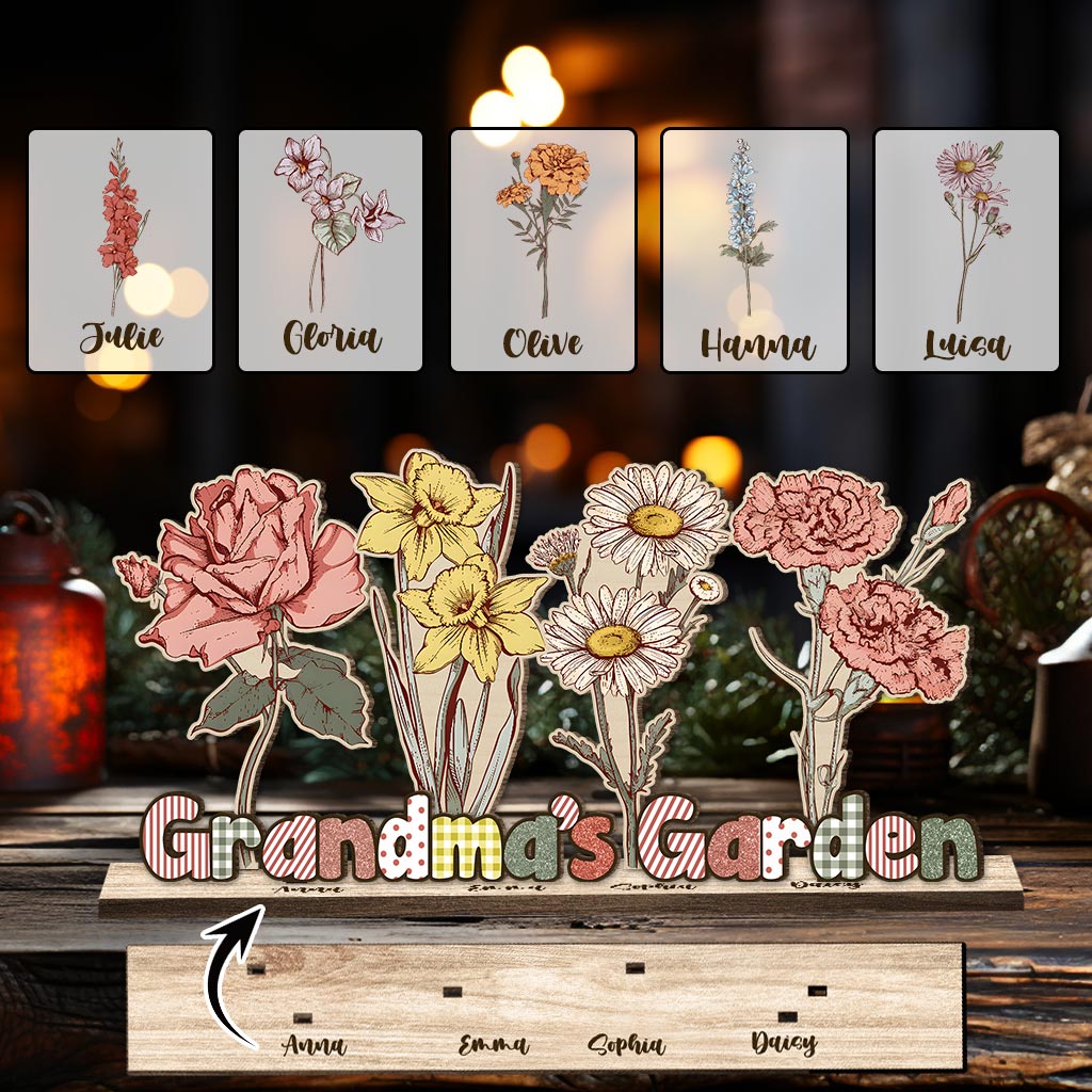 Grandma's Garden Birth Flowers - Gift for grandma - Personalized 1 Layered Big Freestanding