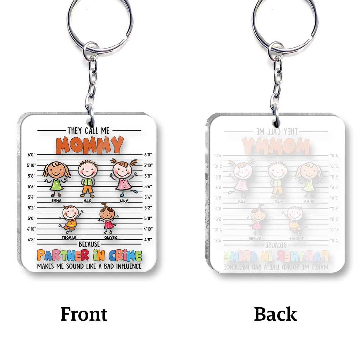 Partner In Crime - Gift for grandpa, grandma, mom, dad, uncle, aunt, brother, sister - Personalized Keychain