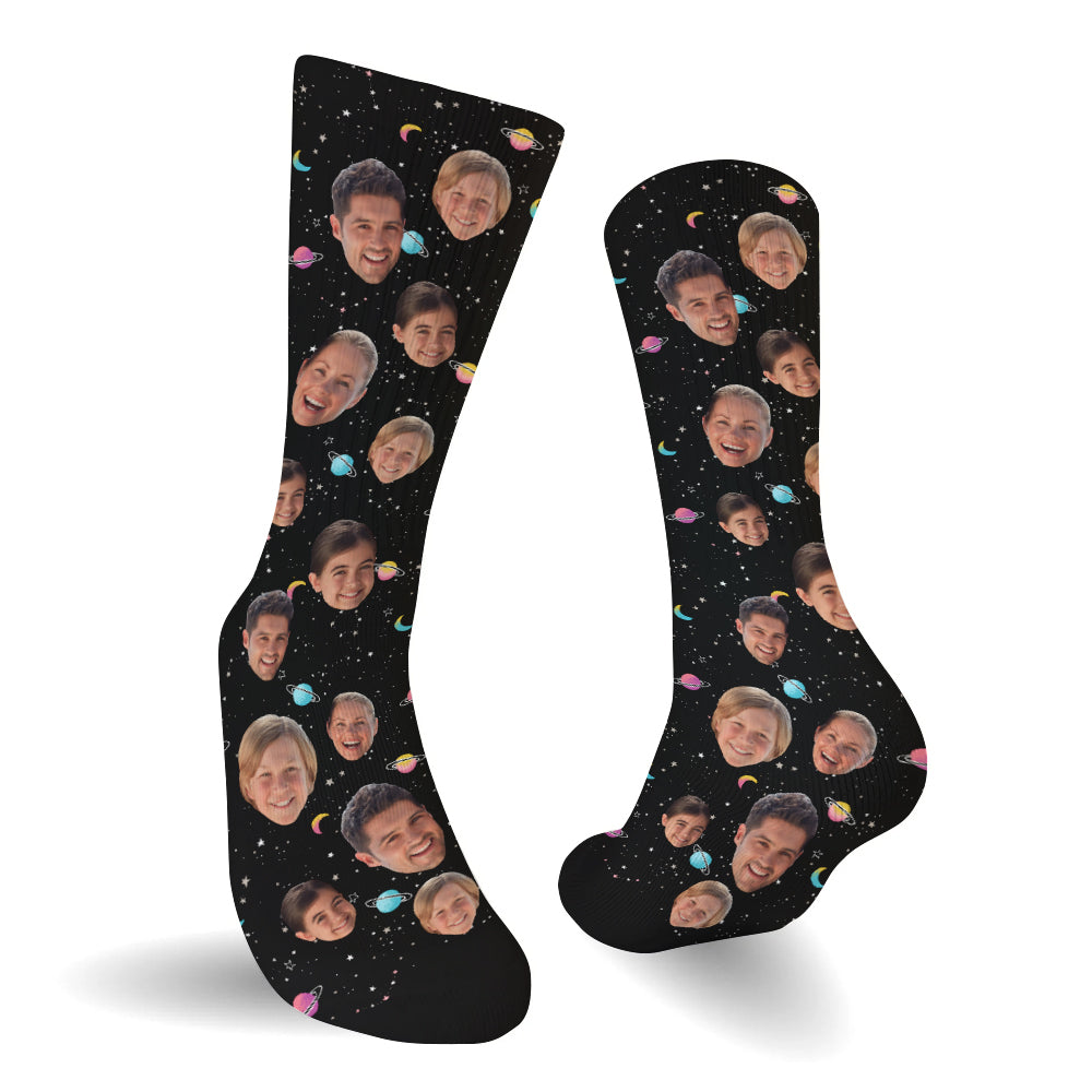 Custom Face Galaxy – Personalisierte Familiensocken
