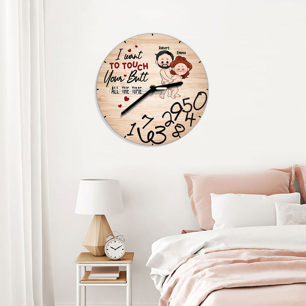 I Want To Touch - Personalized Couple Wall Clock