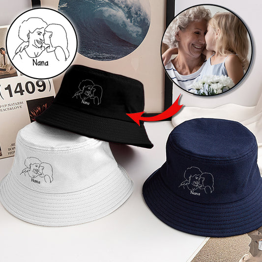 Custom Photo - Personalized Grandma Embroidered Bucket Hat