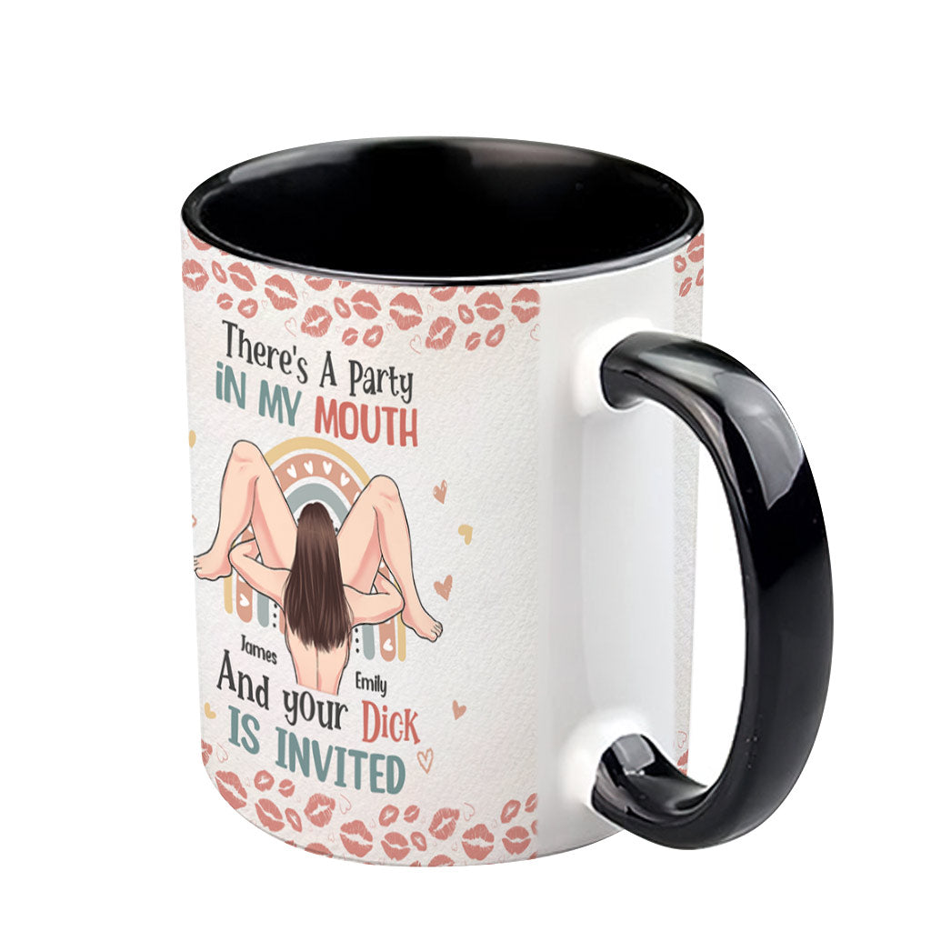 There Is A Party In My Mouth - Personalized Couple Accent Mug