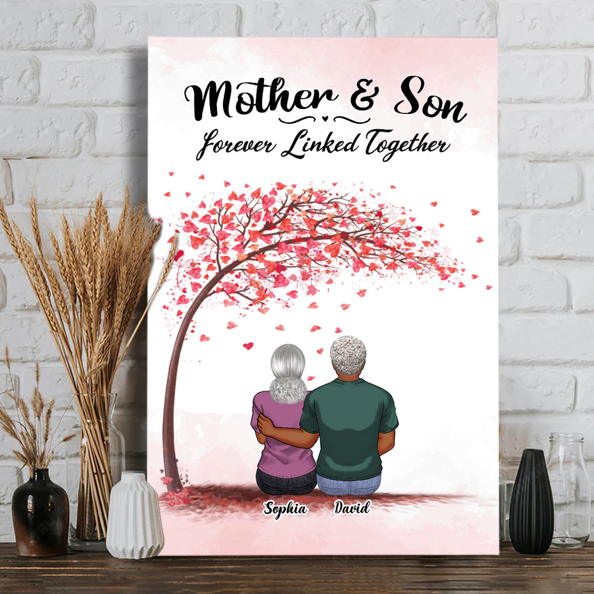 Für immer verbunden – Geschenk für Mama, Tochter, Sohn – Personalisierte Leinwand und Poster