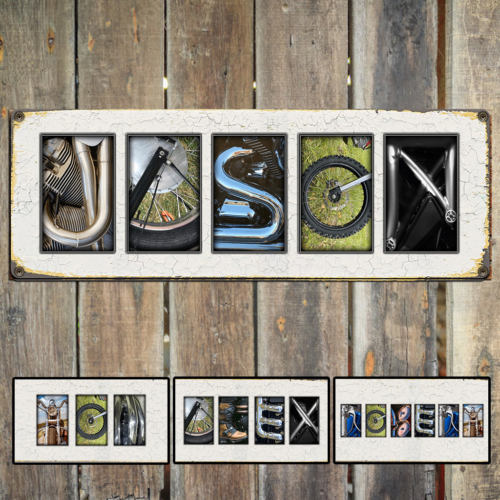 Motorrad-Namensschild aus Metall – personalisiertes Biker-Metallschild