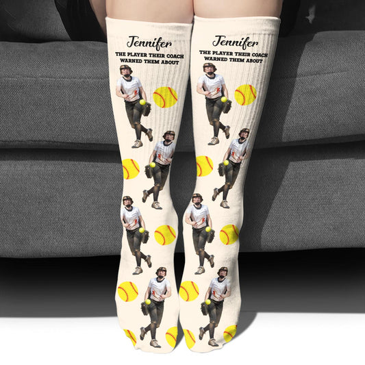 Their Coach Warned - Personalized Softball Socks
