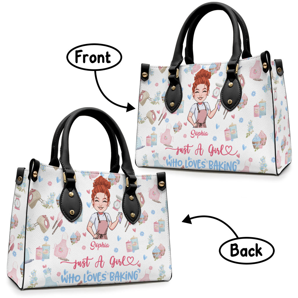 Einfach ein Mädchen, das Backen liebt – personalisierte Backhandtasche aus Leder