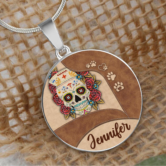 Krankenschwesterleben – Personalisierte runde Halskette mit Krankenschwester-Anhänger