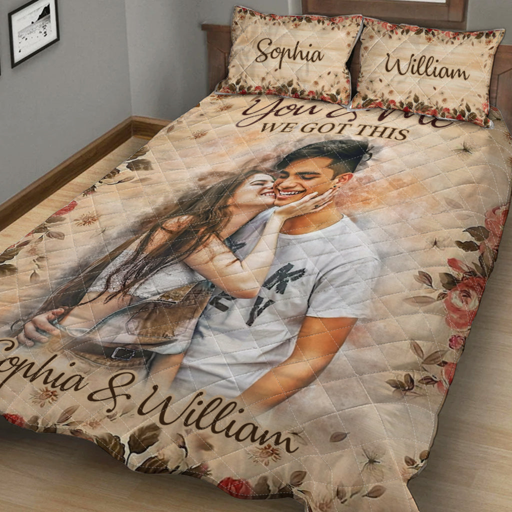Aquarell-Paar – Personalisiertes Quilt-Set für Paare