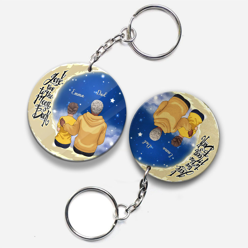 Bis zum Mond und zurück – Geschenk für Oma, Mama, Papa, Opa – Personalisierter Schlüsselanhänger