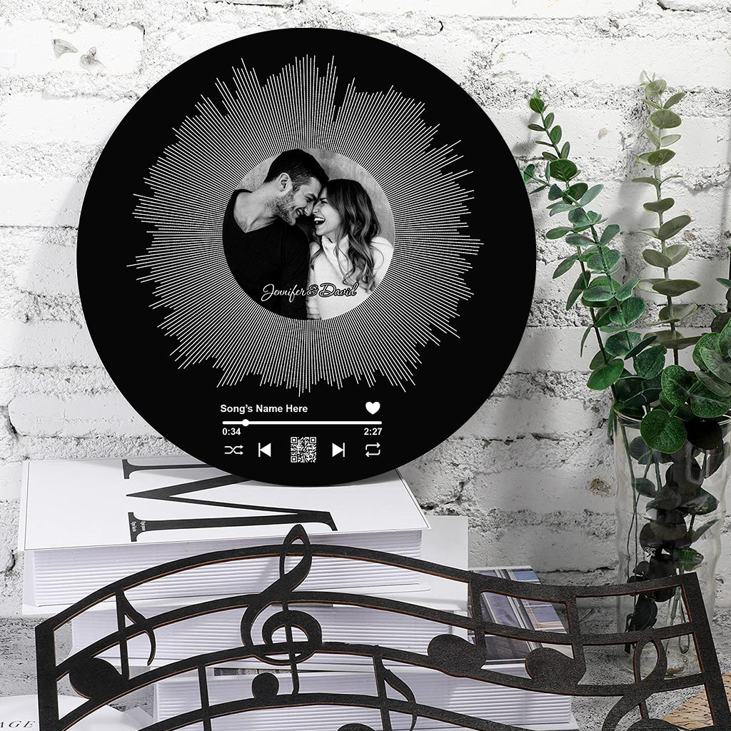 Our Love Song - Personalized Couple Round Wood Sign