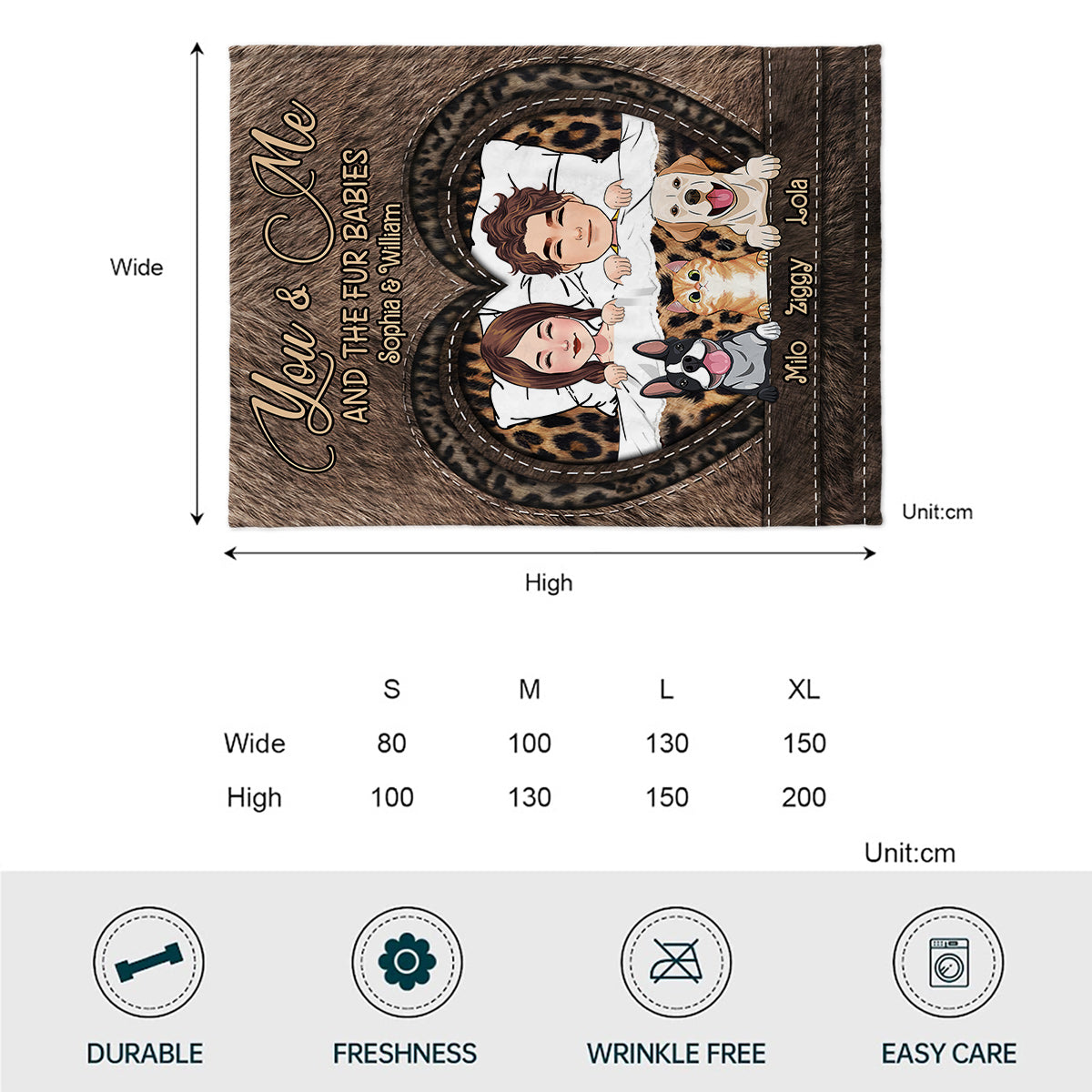 Du, ich und dein Haustier – Geschenk für die Freundin – Personalisierte Decke