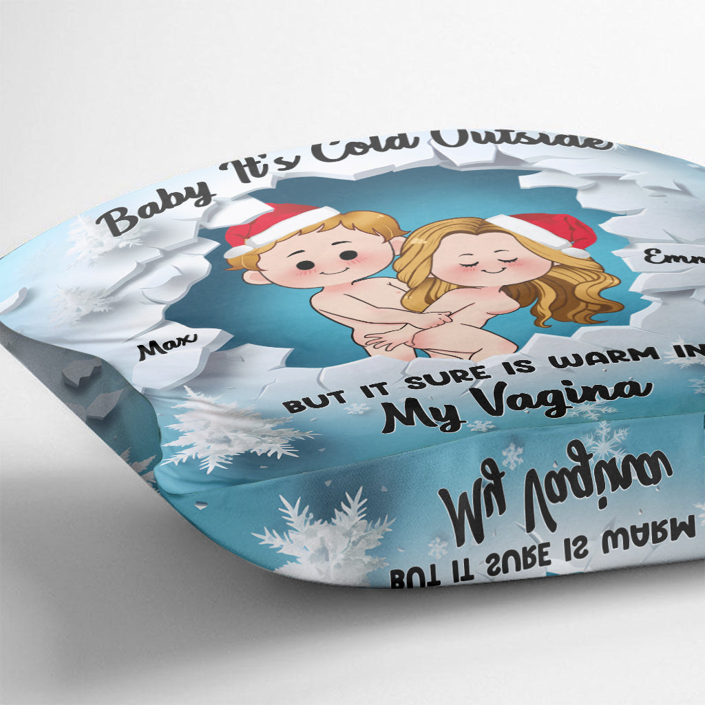Baby It's Cold Outside - Personalized Couple Throw Pillow