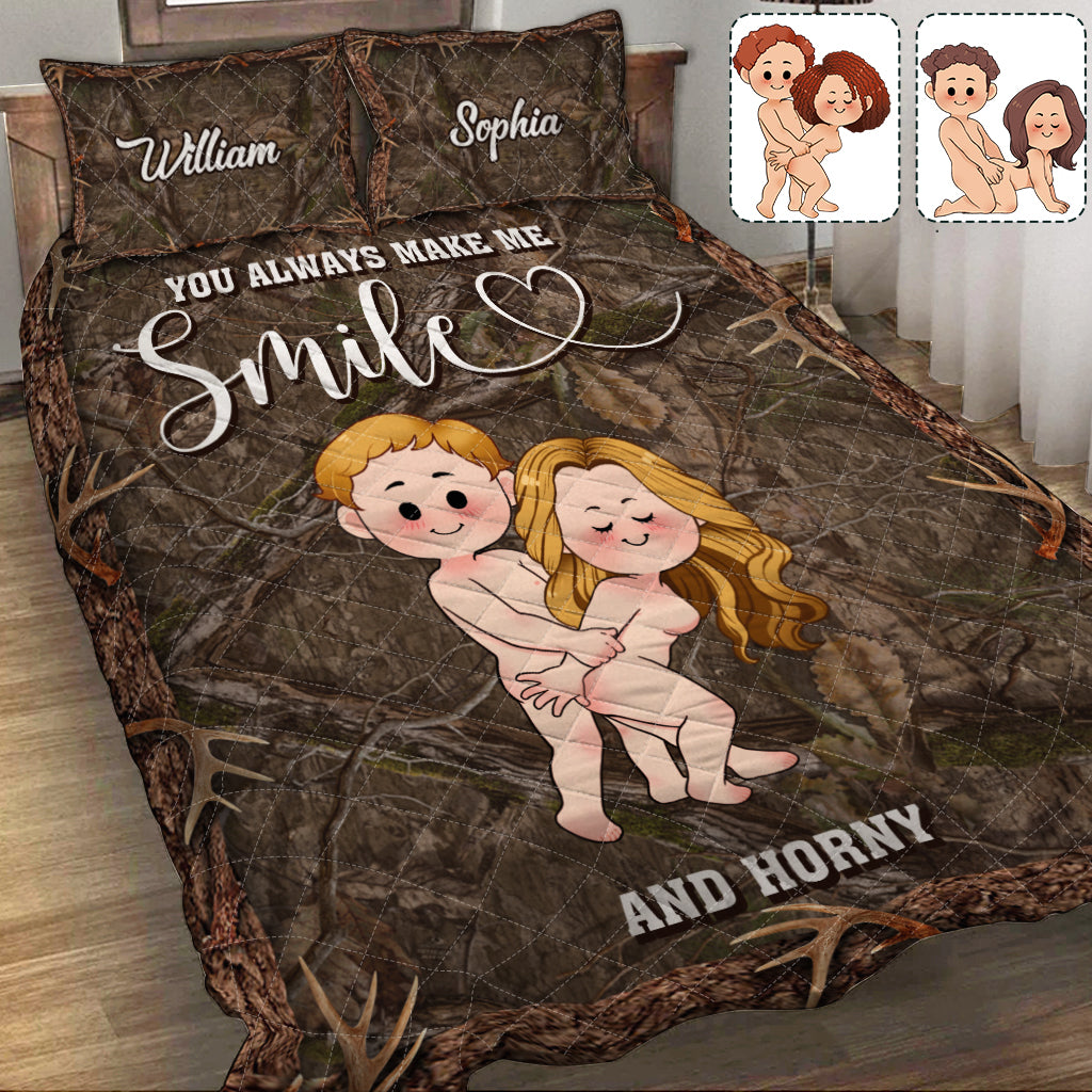 Du bringst mich zum Lächeln – Personalisiertes Jagd-Quilt-Set