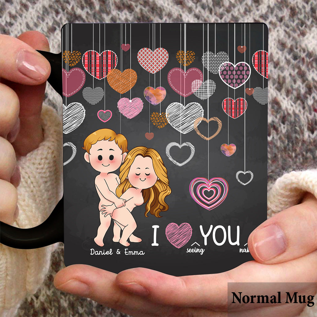 Ich liebe es, dich nackt zu sehen – personalisierte Tasse für Paare