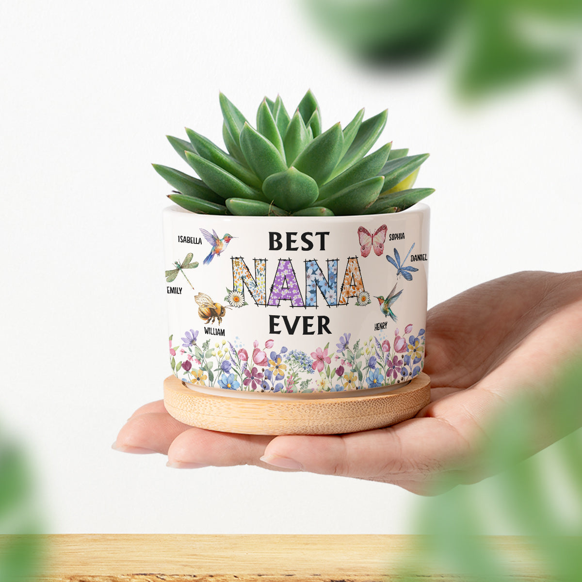 Beste Mama, Oma aller Zeiten – Personalisierter Keramik-Blumentopf für Oma
