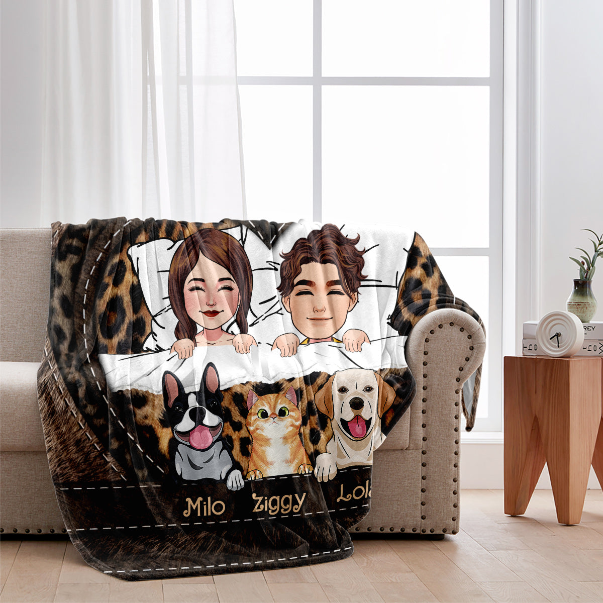 Du, ich und dein Haustier – Geschenk für die Freundin – Personalisierte Decke