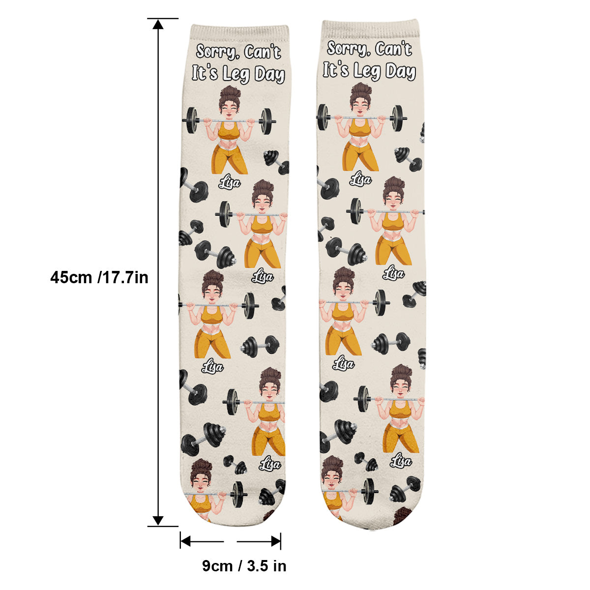 Tut mir leid, geht nicht, heute ist Beintag – personalisierte Fitness-Socken