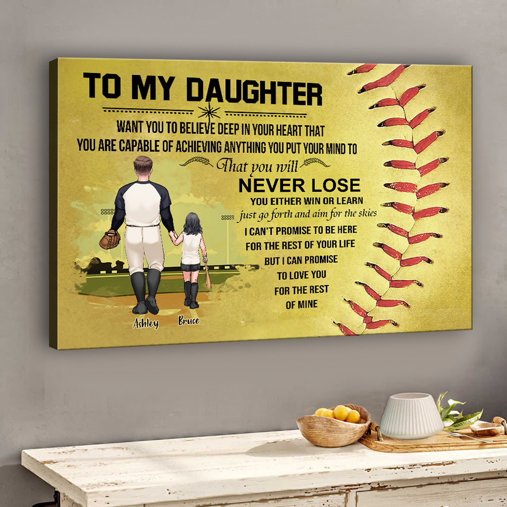 Du wirst niemals verlieren – Personalisierte Softball-Leinwand und Poster