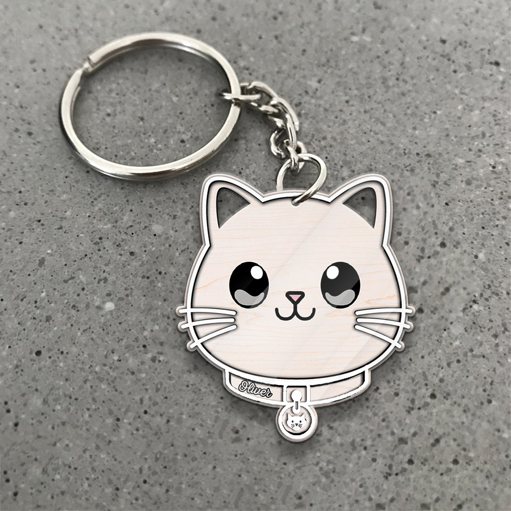 Niedliche Katze – personalisierter Katzen-Schlüsselanhänger