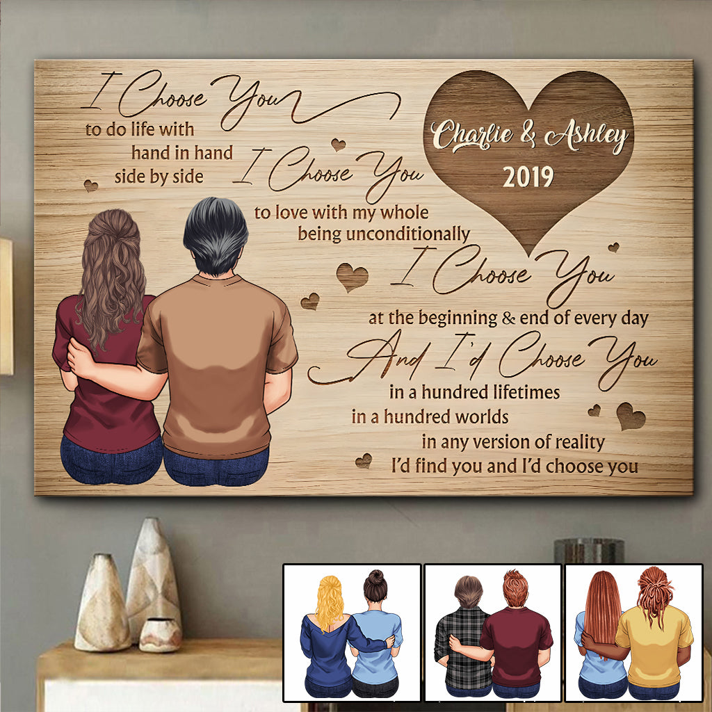 Ich wähle dich – Personalisierte Leinwand und Poster für Paare