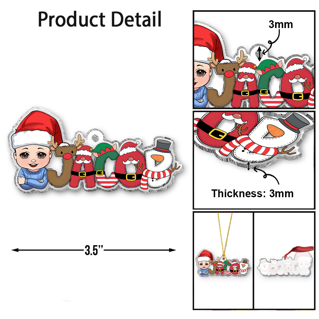 Frohe Weihnachten – Personalisierter transparenter Kinder-Weihnachtsschmuck