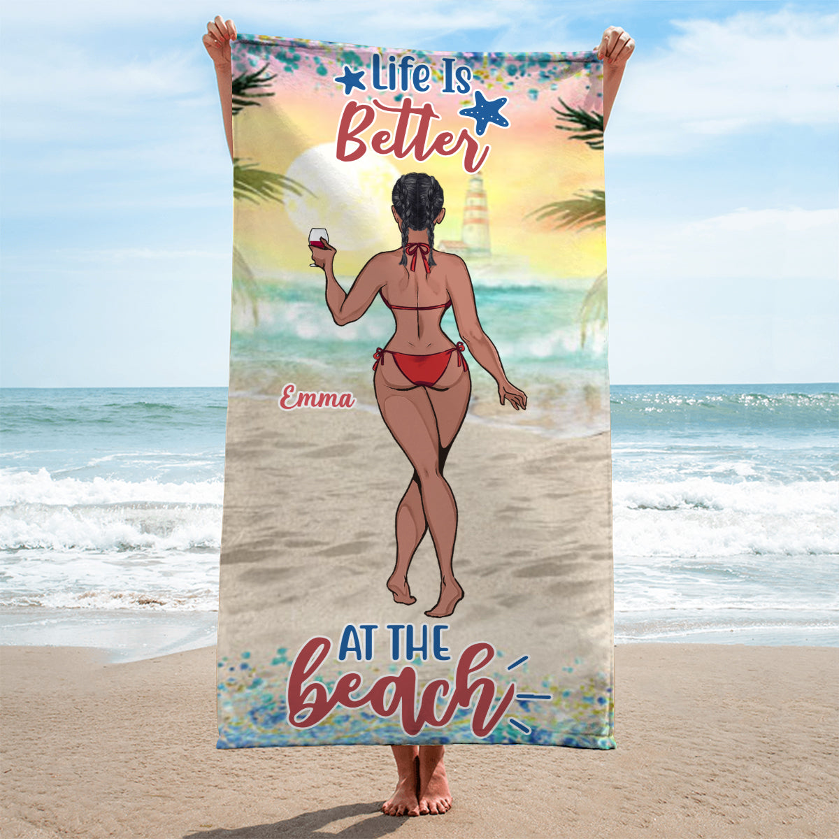 Sandy Toes Sun Kissed Nose – Geschenkidee für Meeresliebhaberinnen: Personalisiertes Strandtuch für Freundin, Schwester, Ehefrau, Mutter