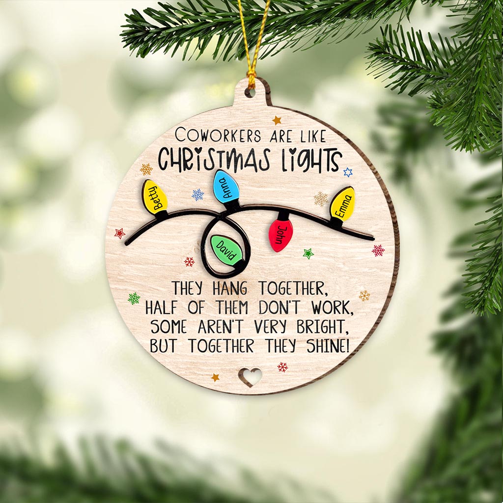 Kollegen sind wie Weihnachtslichter – gemeinsam leuchten sie – personalisierter Kollegen-Weihnachtsbaumschmuck