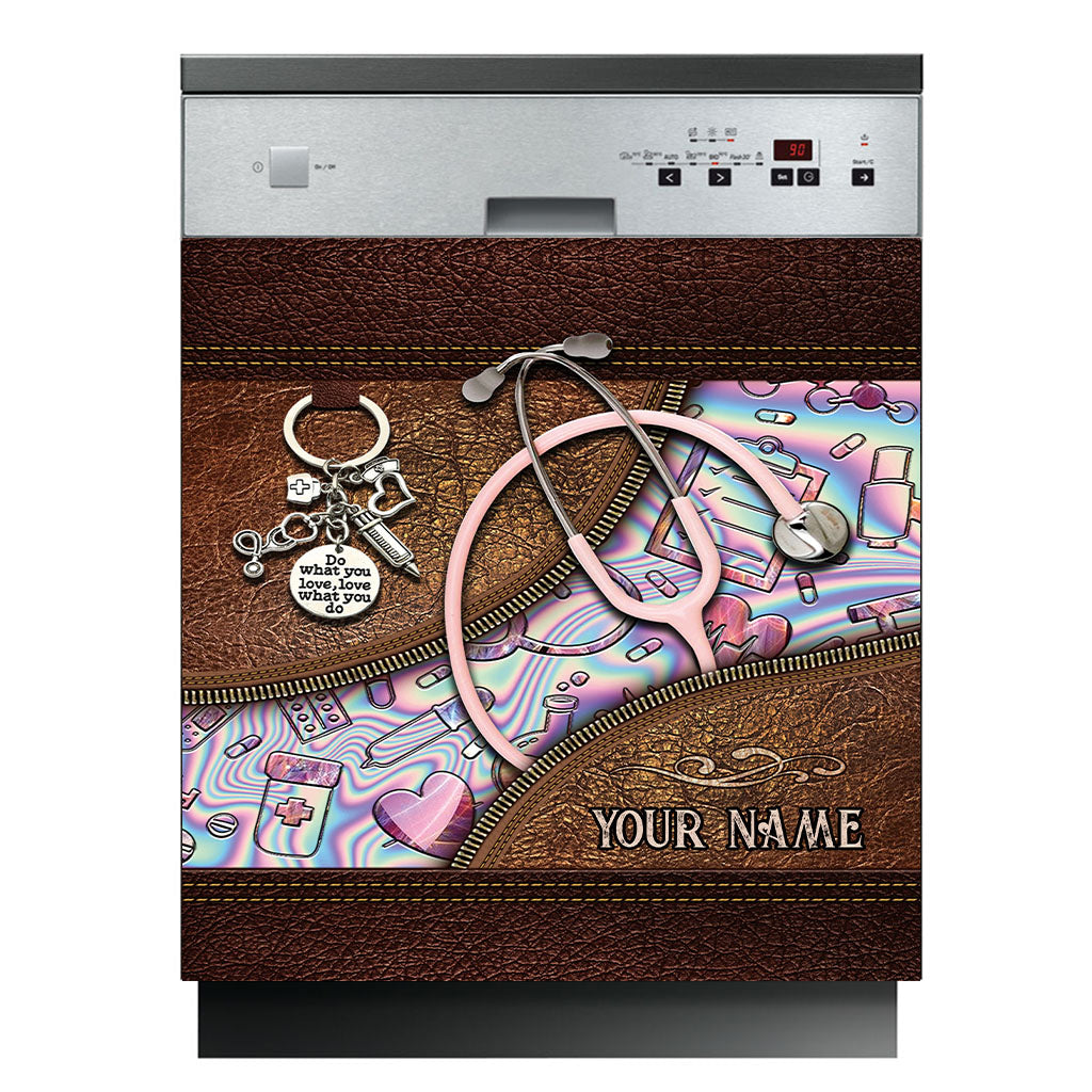 Rosa Stethoskop - Personalisierter Geschirrspülerbezug für Krankenschwestern