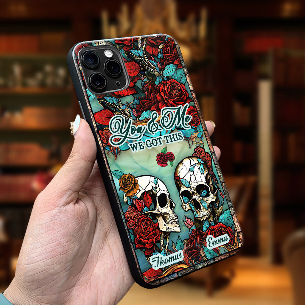 Totenkopf-Paar – Totenkopf-Geschenk für Ehemann, Ehefrau, Freund, Freundin – Personalisierte Handyhülle