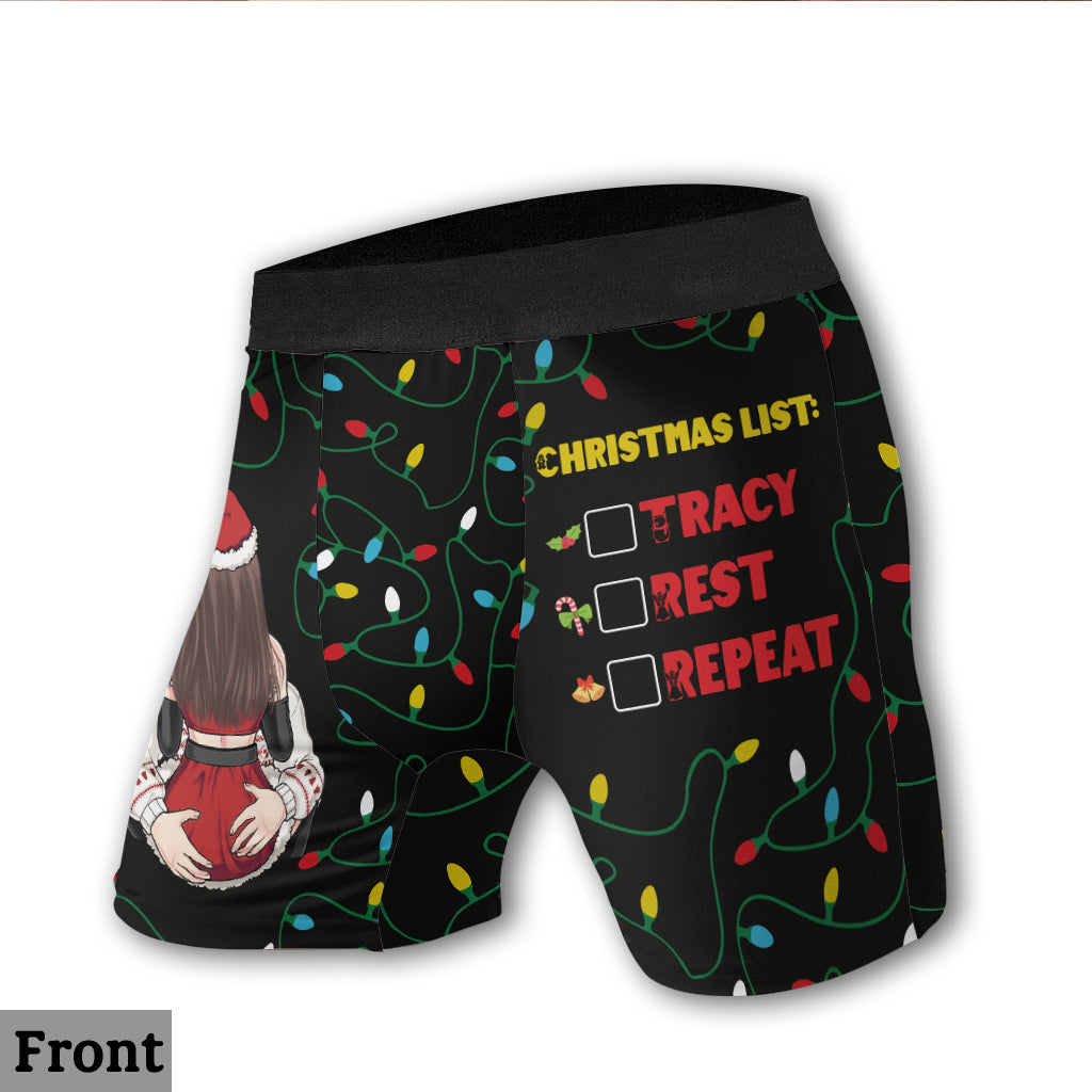 Weihnachtswunschliste – Personalisierte Boxershorts für Paare