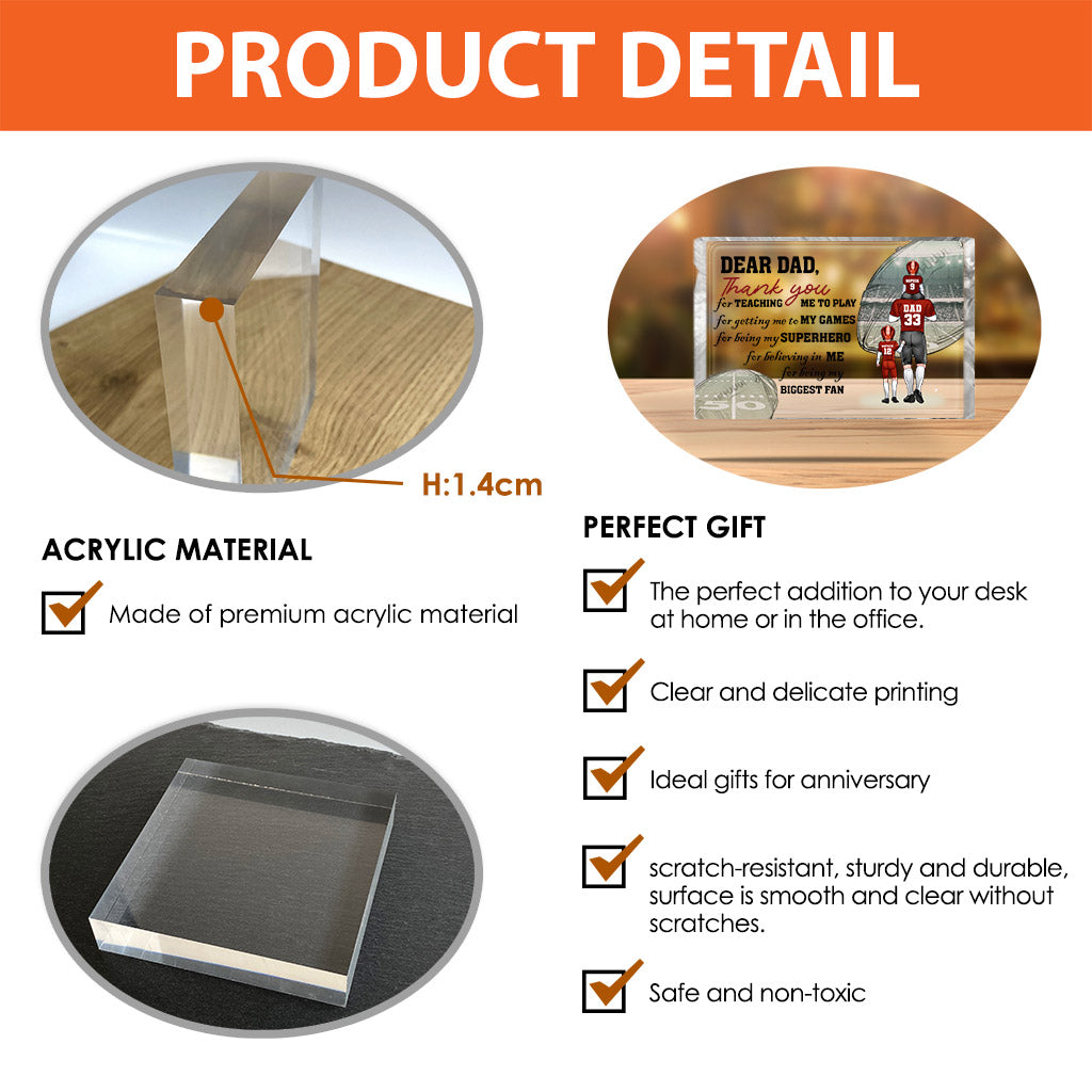 Danke, dass du mein größter Fan bist – Fußballgeschenk für Papa, ihn, Ehemann – Personalisierte Acrylplakette in Sonderform