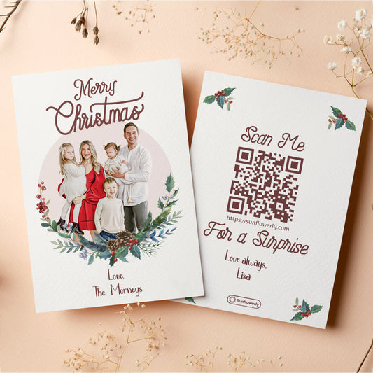 Fröhliche Weihnachten! Foto-Upload im Kreis – Personalisierte QR-Grußkarte