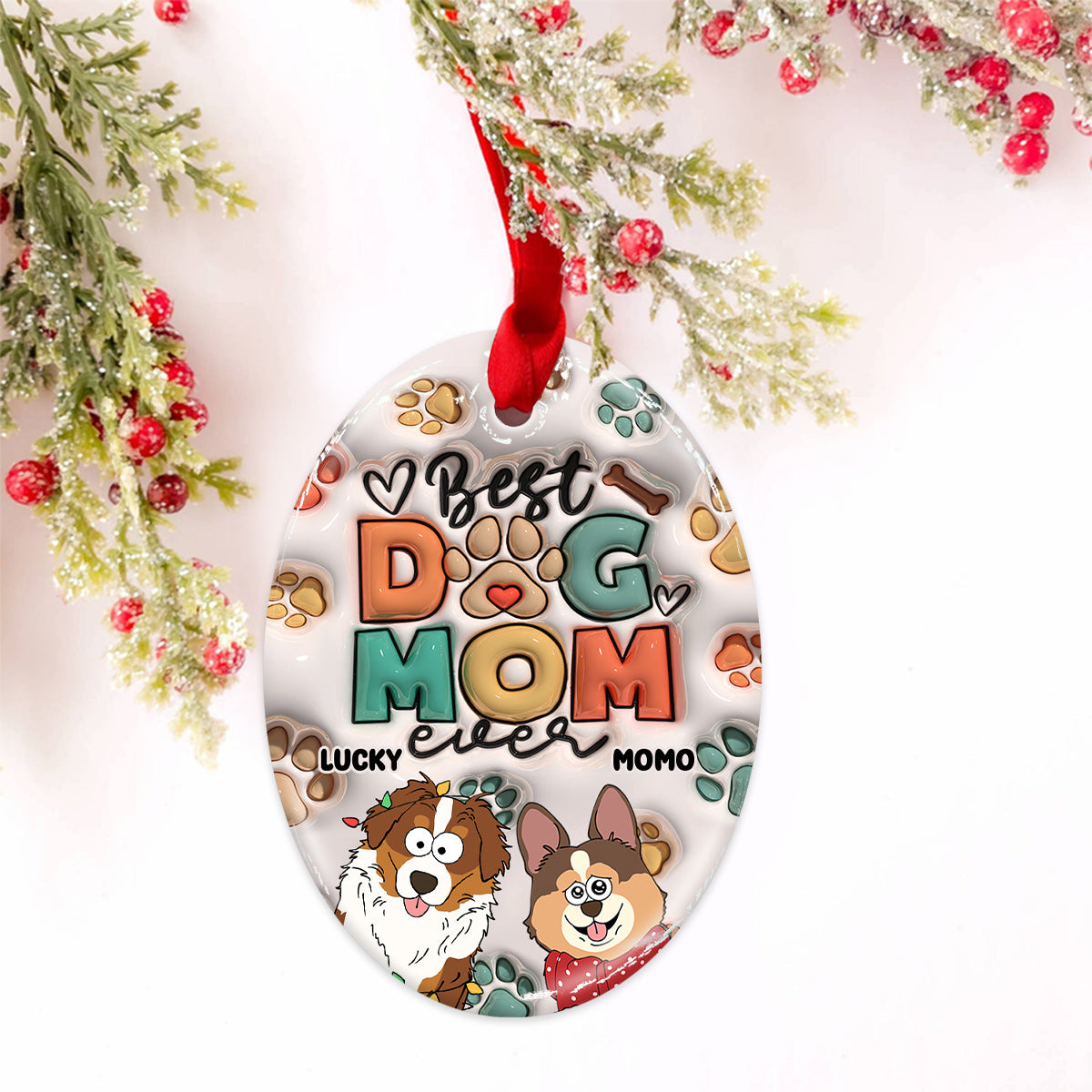 Die beste Hundemama / Katzenmama / Hundepapa / Katzenpapa aller Zeiten – Geschenk für Hunde- und Katzenliebhaber – Personalisierte ovale Keramikfigur