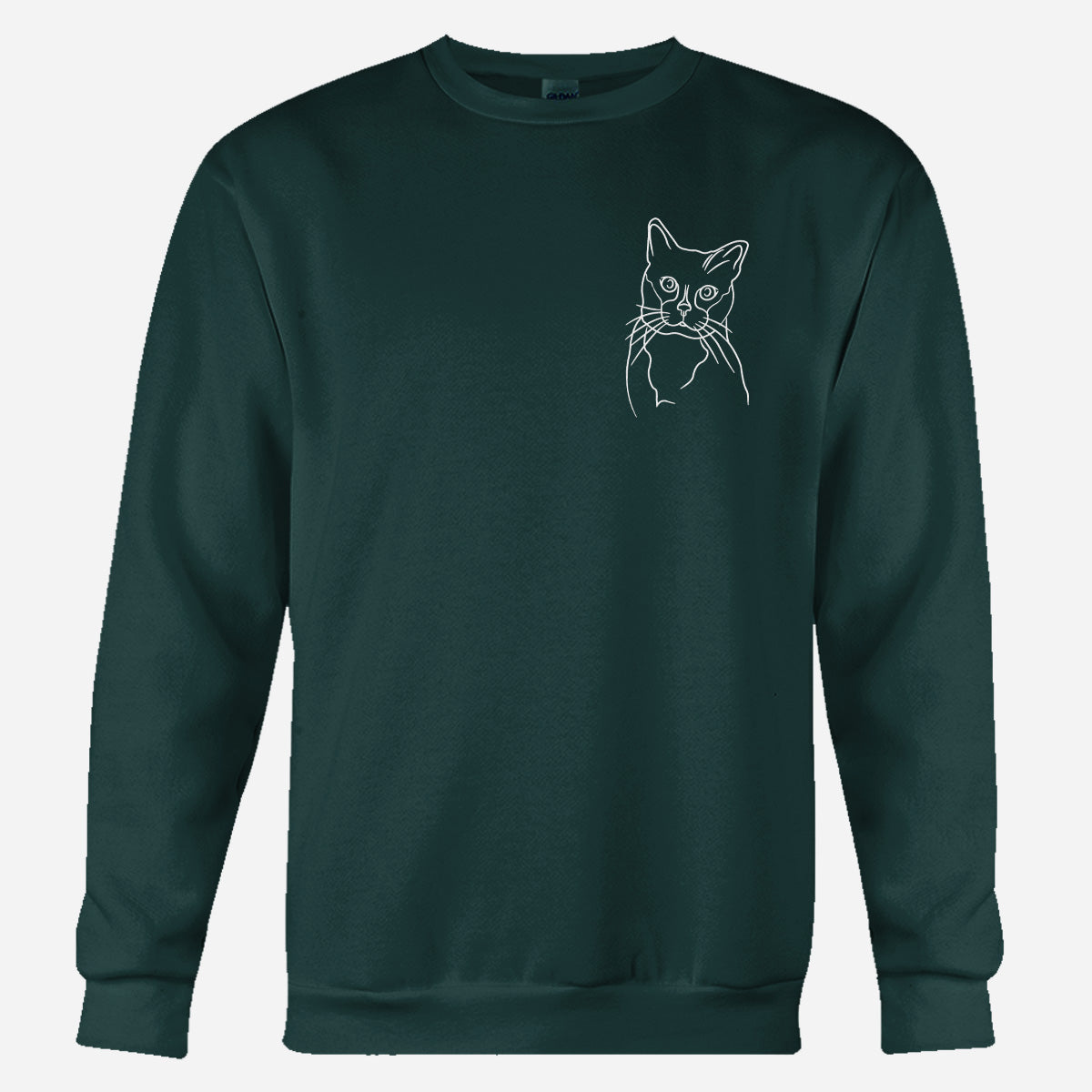 Individuelle Linienzeichnung – Personalisierter Pullover mit Katzenstickerei