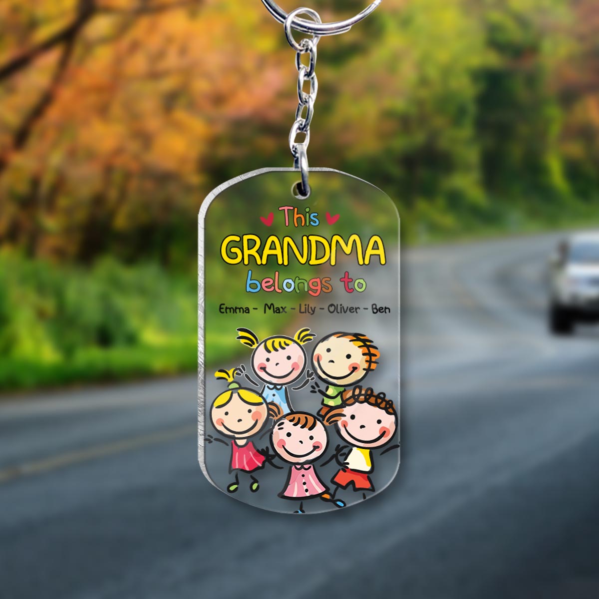 This Grandpa Belongs To - Gift for grandpa, grandma, mom, dad, uncle, aunt, brother, sister - Personalized Keychain